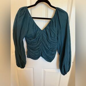 Abercrombie & Fitch Deep Teal Ruched Blouse